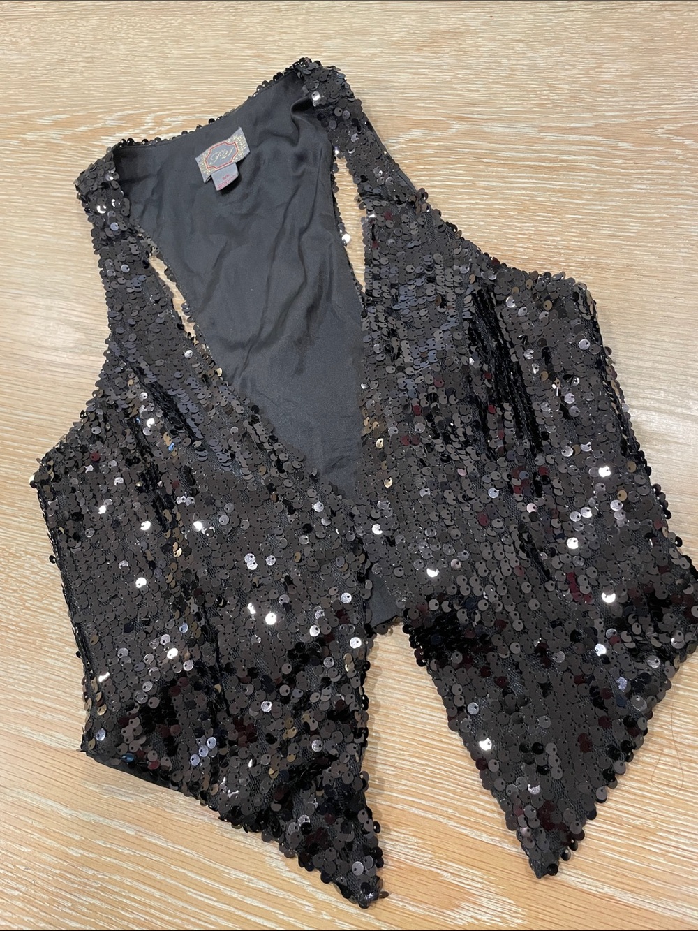 Vintage Forever 21 Black Sequined Vest Y2K Size Small